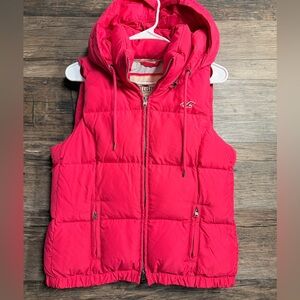 Hollister Vibrant Pink Hooded Down Insulated Vest